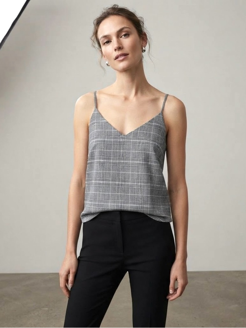 BANANA REPUBLIC Glen Plaid Spaghetti Strap Tank Top Blouse - Size S